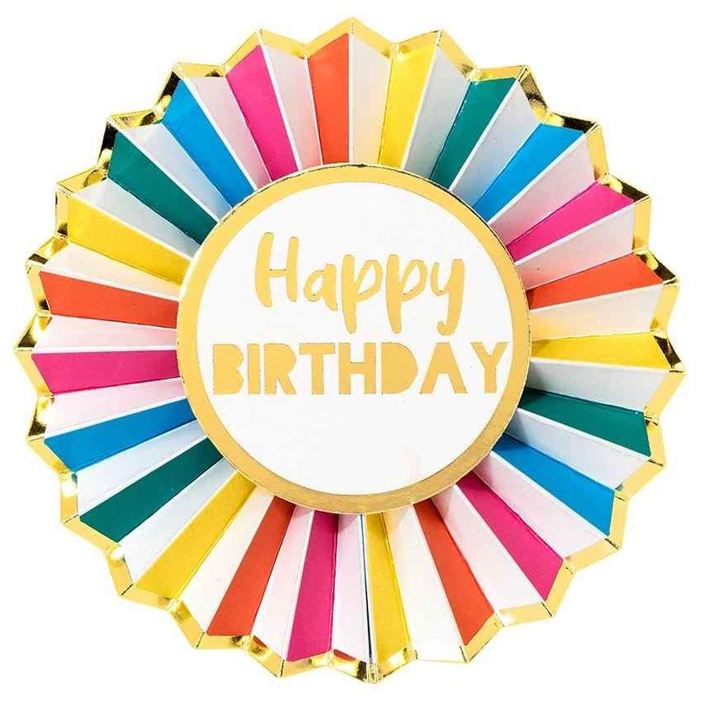 توكينغ تيبلز - شارة Happy Birthday - رينبو وفويل ذهبي