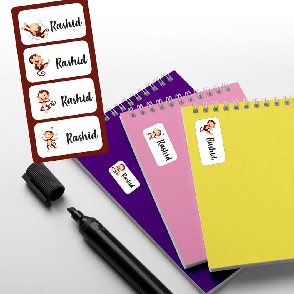 Printshop - Waterproof Personalised Labels - Pack of 84 - Monkey