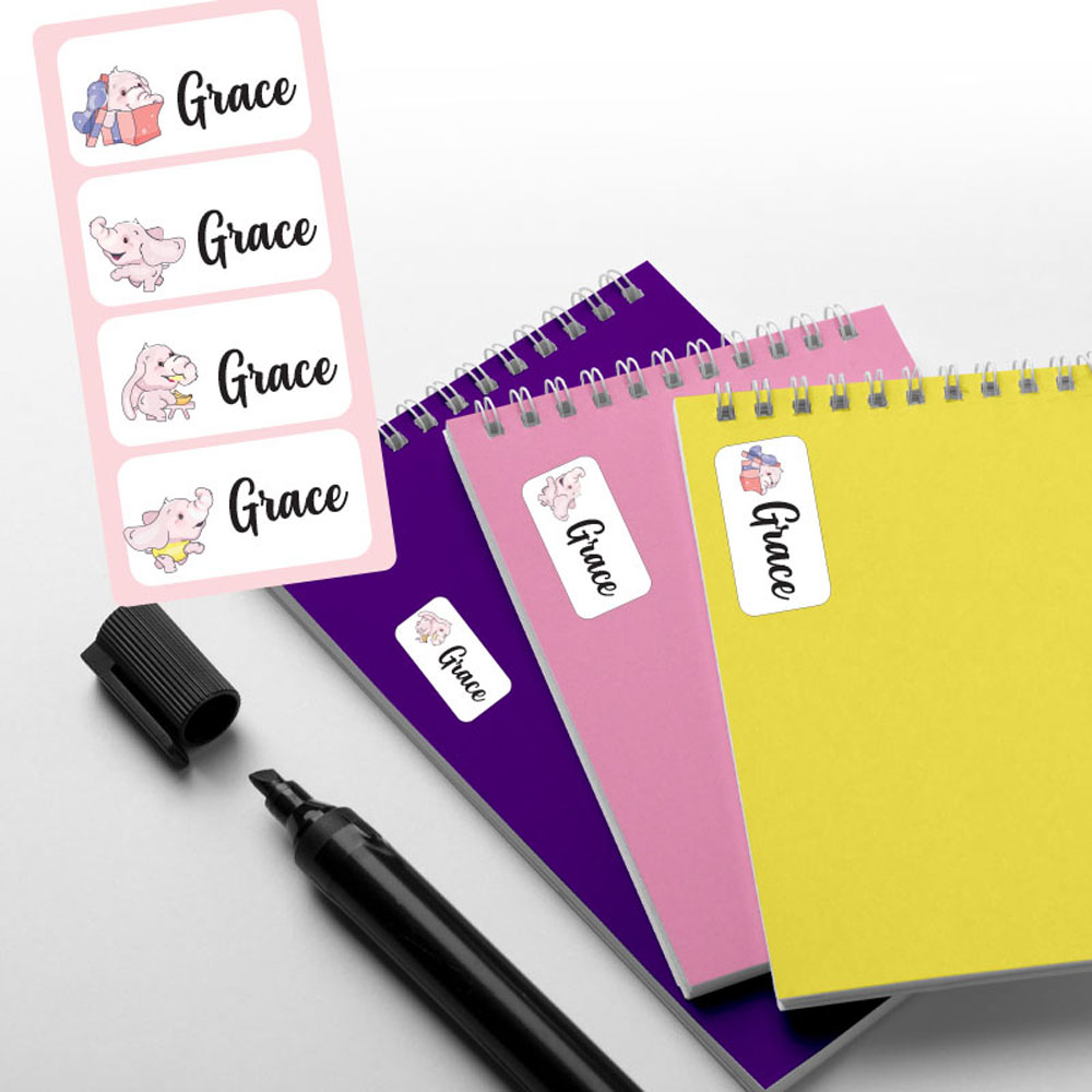Printshop - Waterproof Personalised Labels Pack of 84 - Elephant