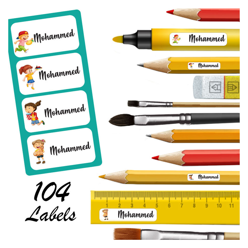 Printshop - Personalised Tear Resistant Labels Pack of 104 - Kids
