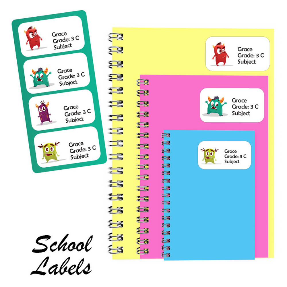 Printshop - Personalised Labels - Pack of 30 - Cartoon Monster