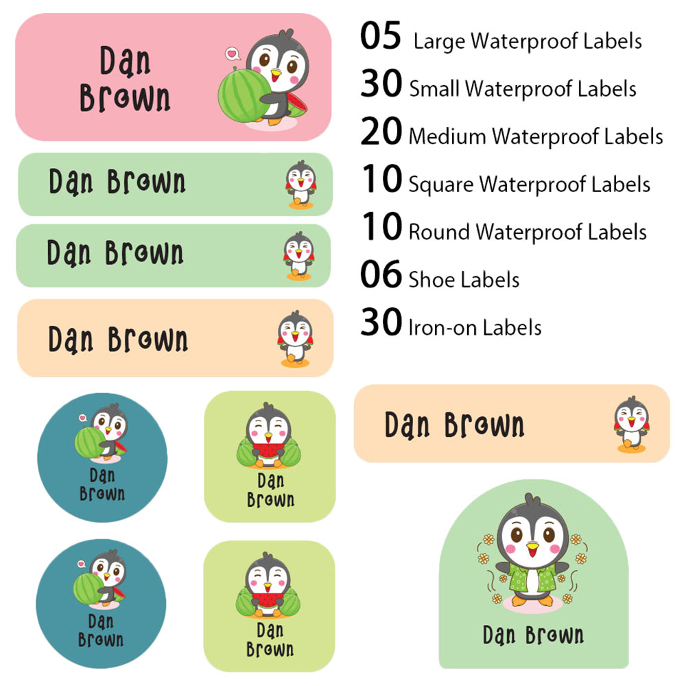 My Labels - Shoe & Iron On Waterproof Labels - Little Penguin