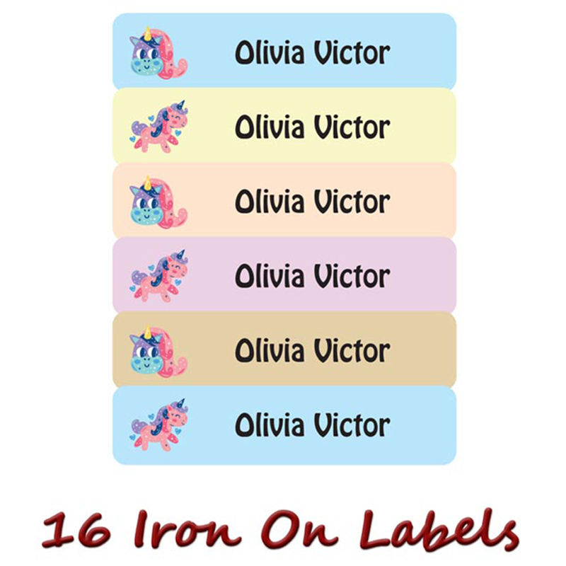 Printshop - Personalised Iron On Labels - Unicorn 3 - 16pcs