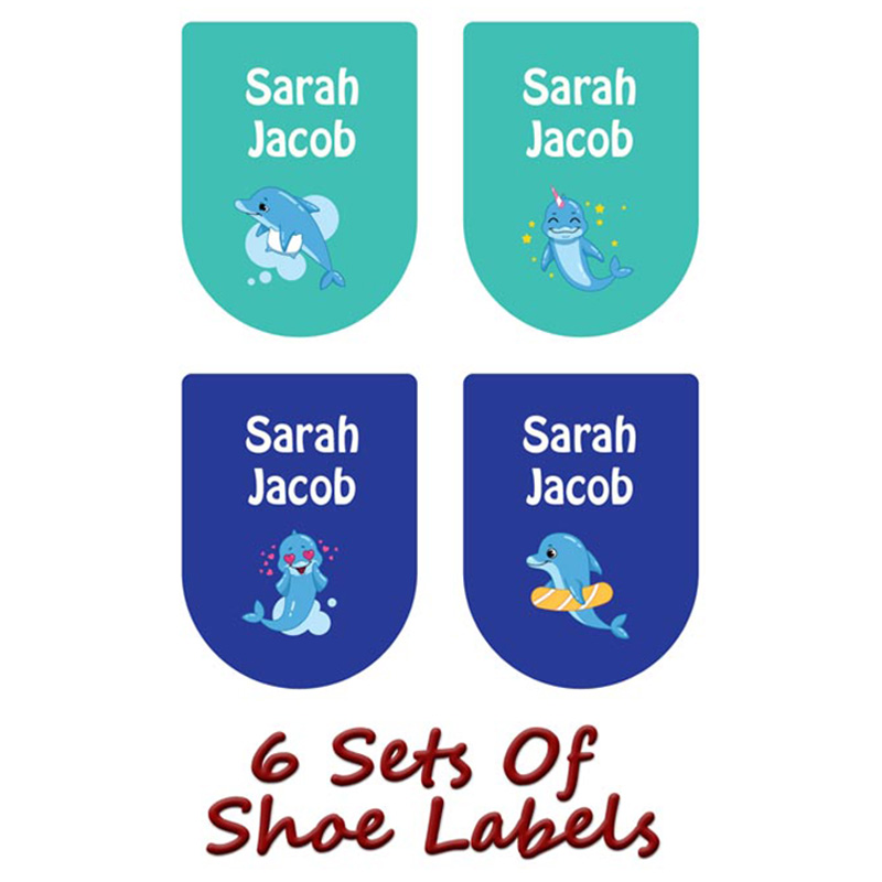 Printshop - Personalised Shoe Labels - Dolphin - 6pcs