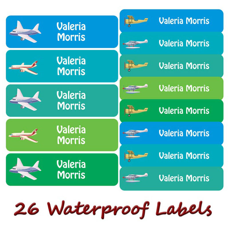 Printshop - Personalised Waterproof Labels - Aeroplane - 26pcs