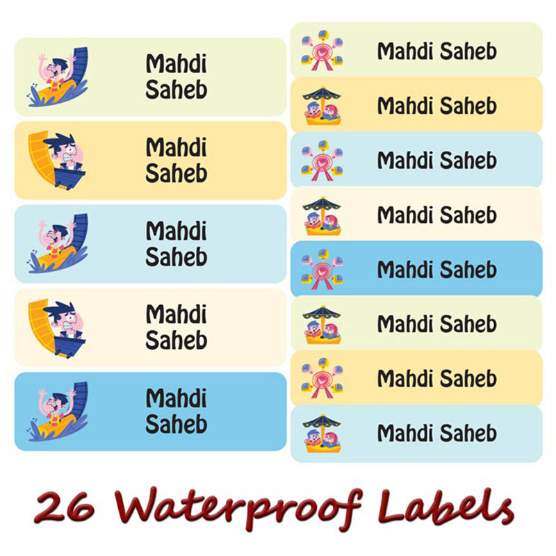 Printshop - Personalised Waterproof Labels - Carnival Rides - 26pcs
