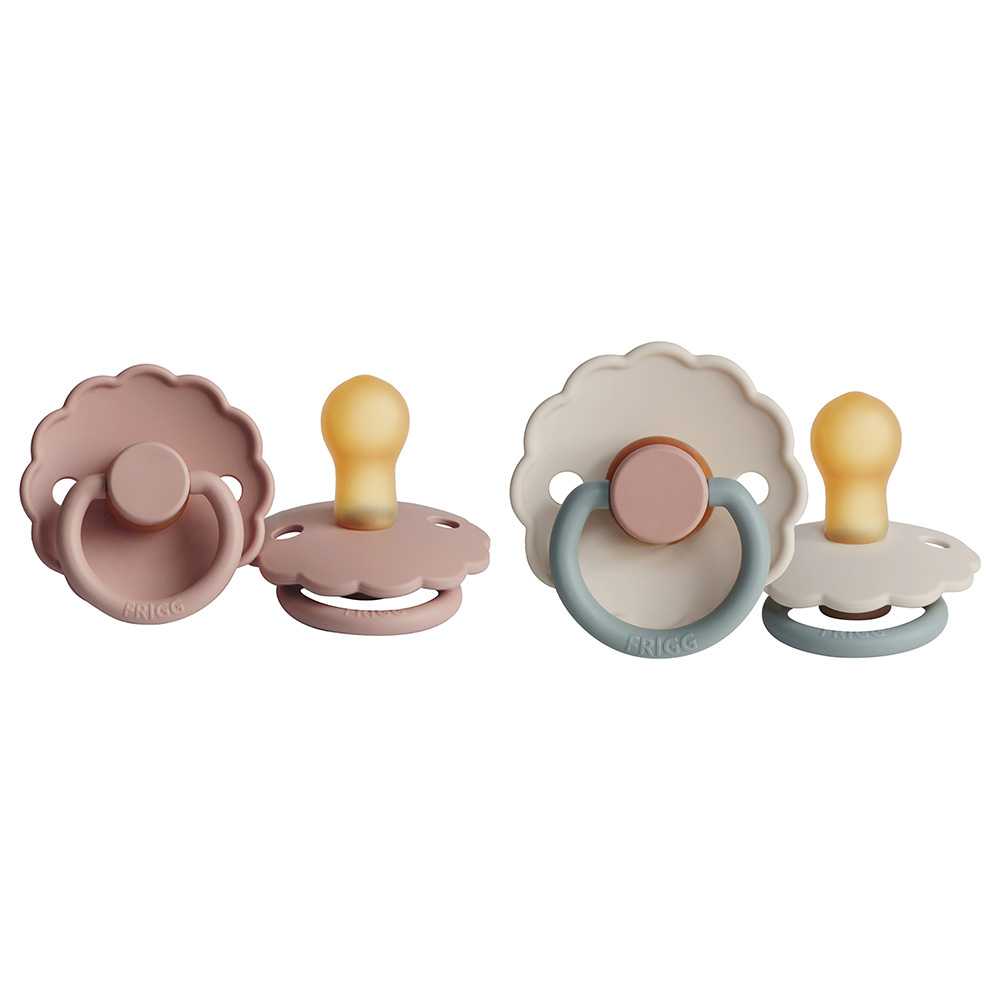 FRIGG - Daisy Latex Pacifier 6-18M 2-Pack S2 - Blush/Cotton Candy