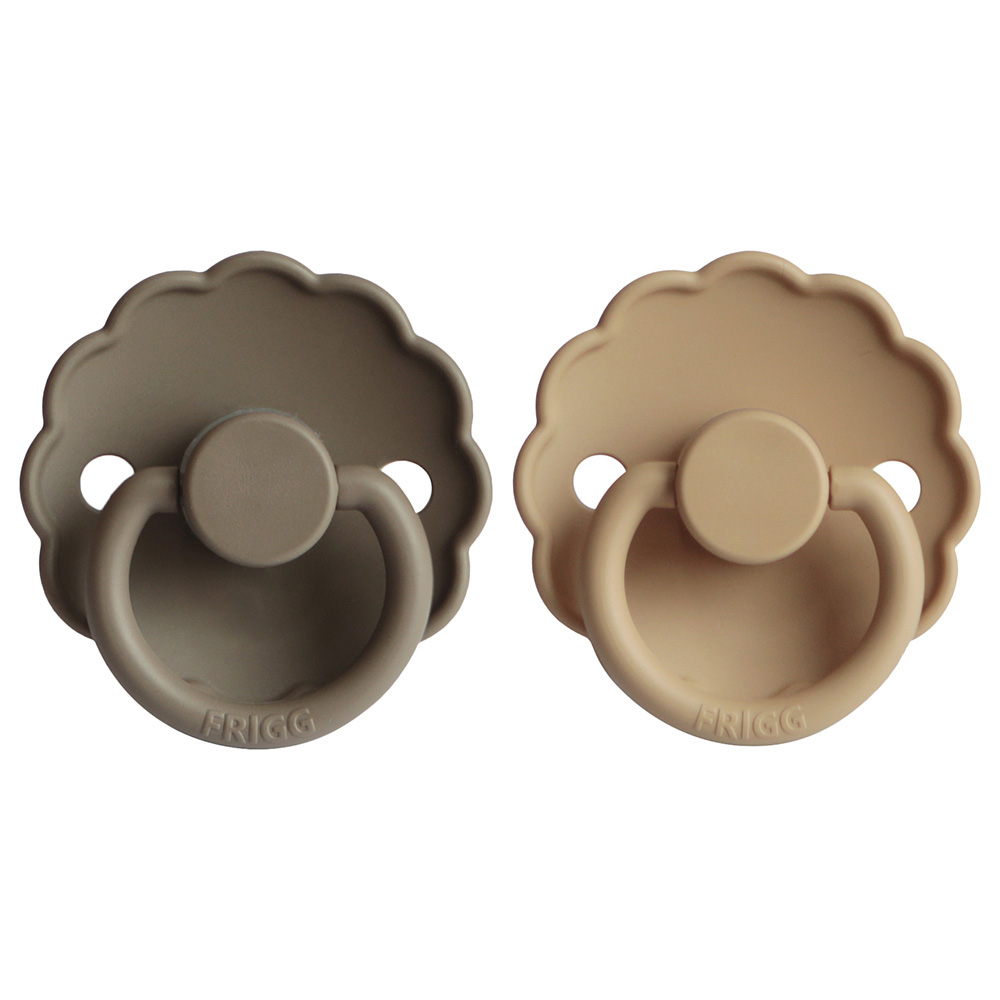 Frigg - Daisy Silicone Pacifier 6-18M 2-Pack S2 - Croissant/Portobello