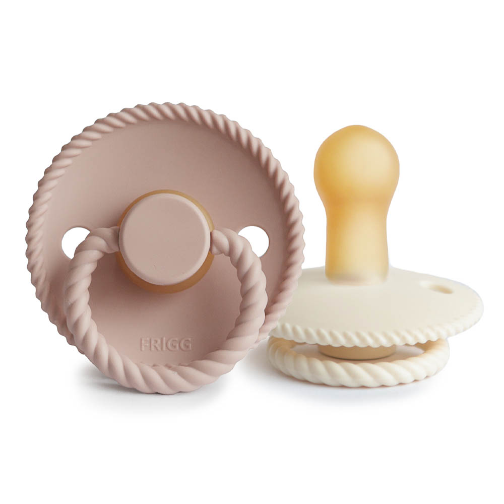 Frigg - Rope Latex Pacifier 6-18 M 2-Pack S2 - Blush/Cream