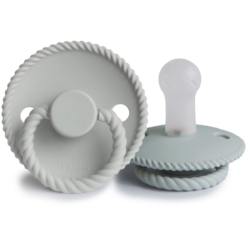 FRIGG - Rope Silicone Pacifier 6-18M 2-Pack S2 - French Gray/Silver Gray