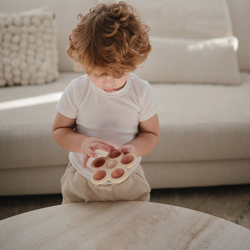 Mushie - Flower Press Toy - Rose/Blush/Shifting Sand