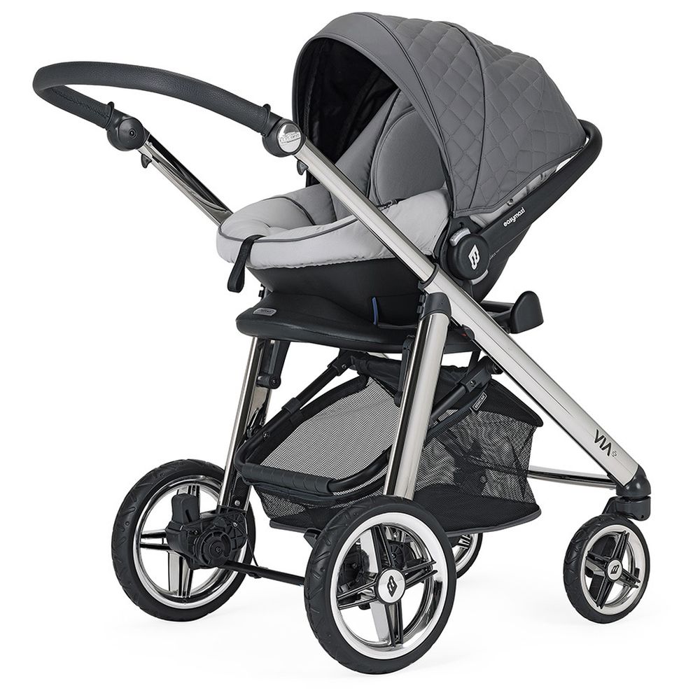 Bebecar - Pram Via With Bag & Car Seat - SP 033 - Dark Grey