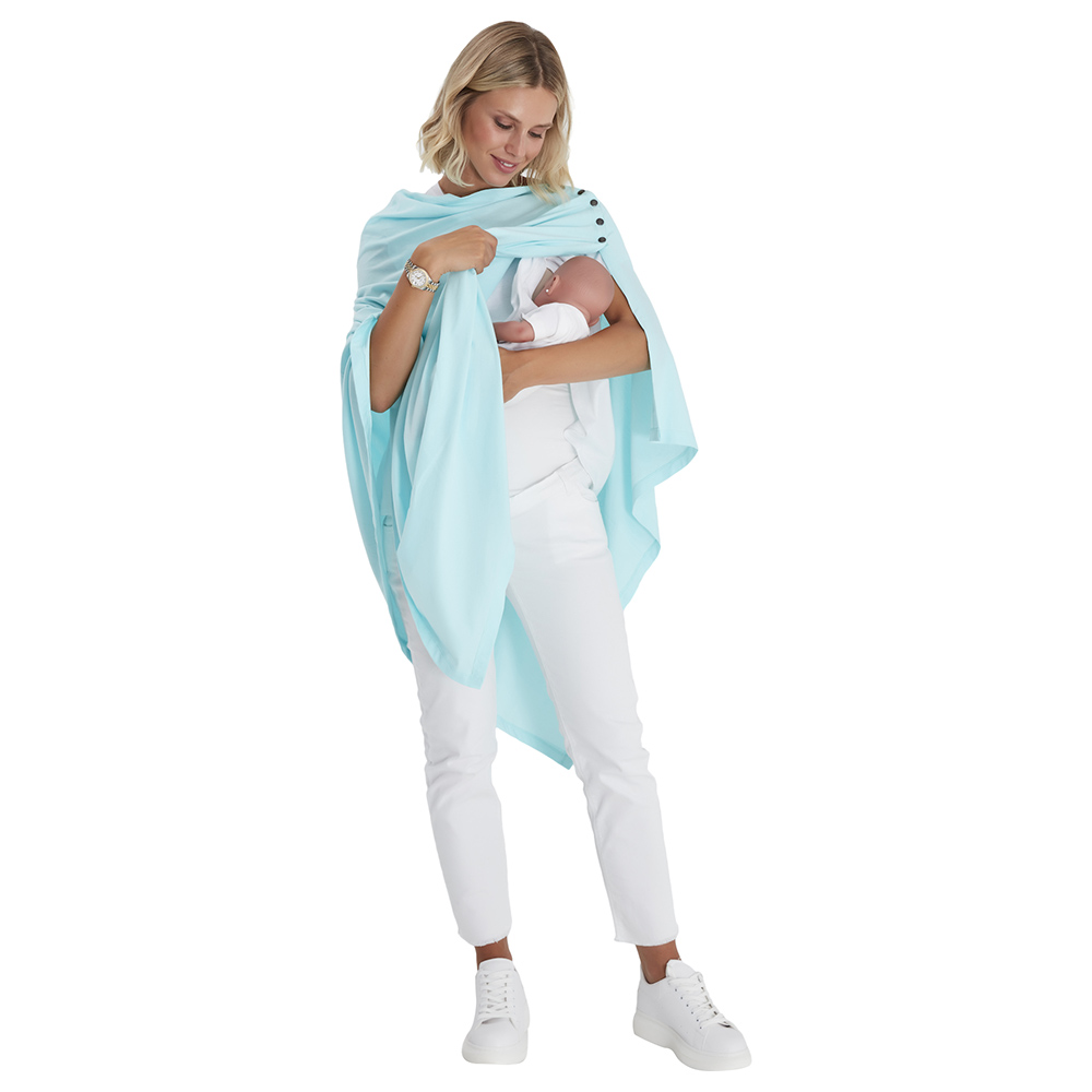 Accouchee - 4-In-1 Supreme Cotton Cape - Light Blue