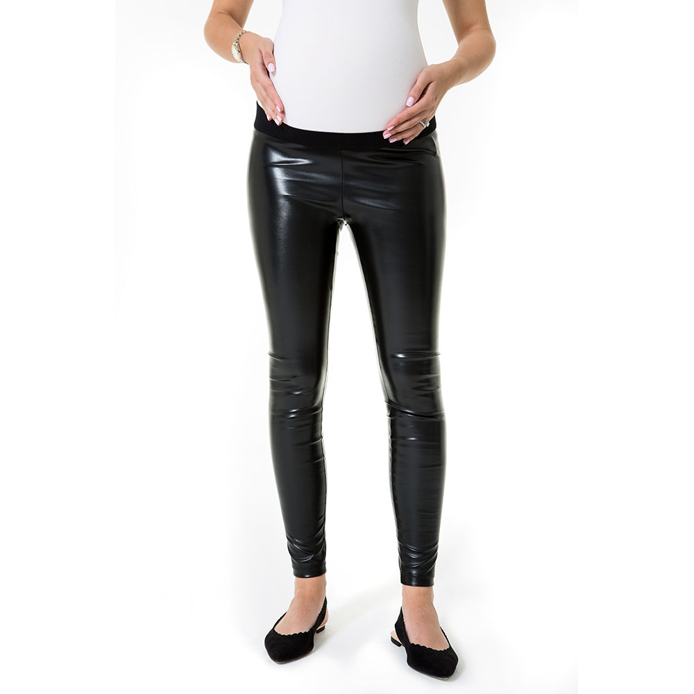 Accouchee - Shiny Low Rise Leather Tights - Black