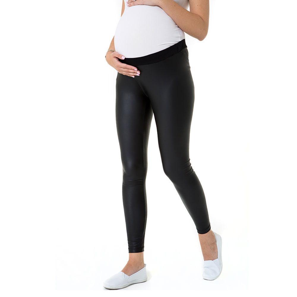 Accouchee - Subtle Low Rise Leather Tights - Black