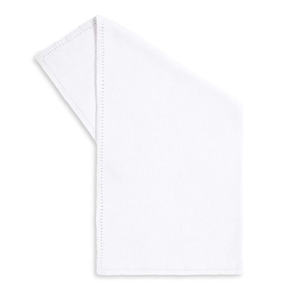 The Little Green Sheep - Knitted Cellular Baby Blanket White