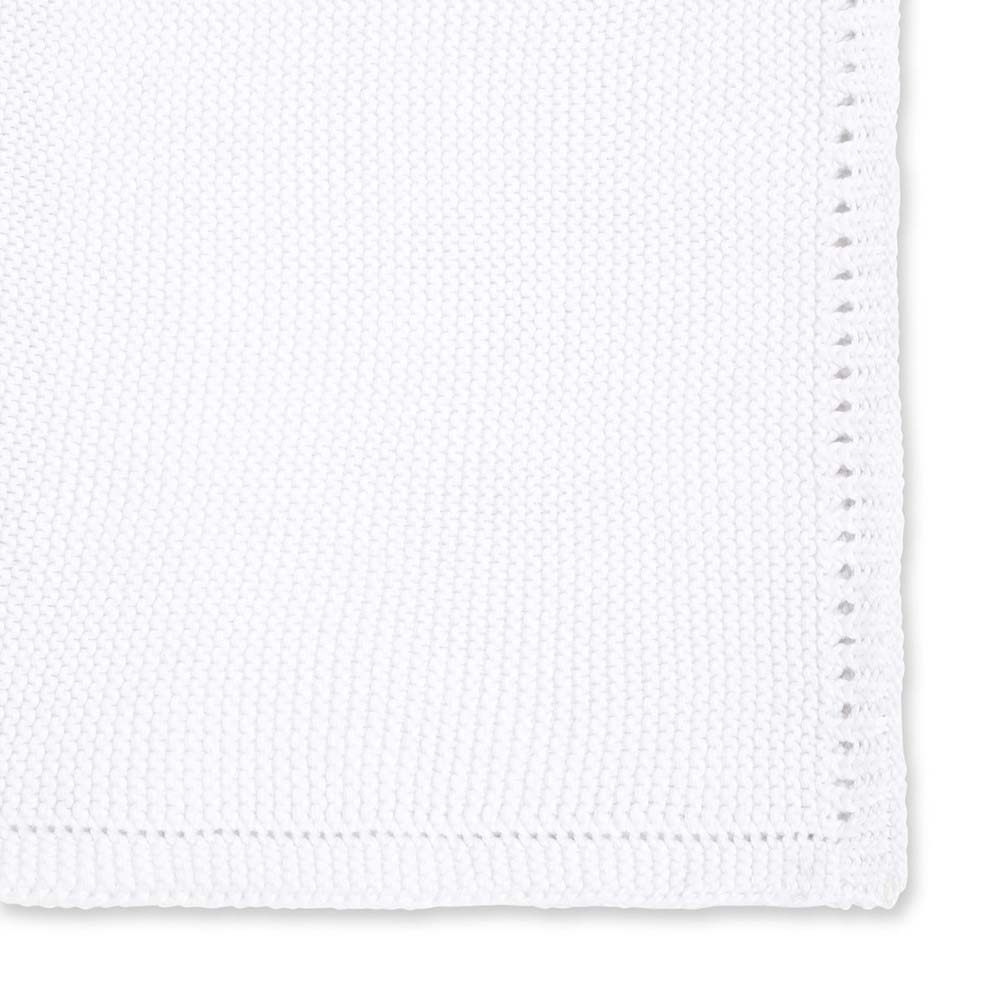 The Little Green Sheep - Knitted Cellular Baby Blanket White