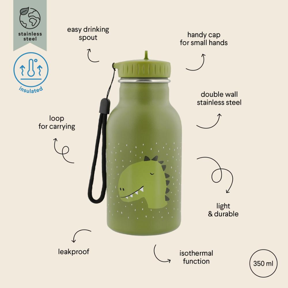Trixie - Double Wall Insulated Water Bottle - Mr. Dino - 350ml 