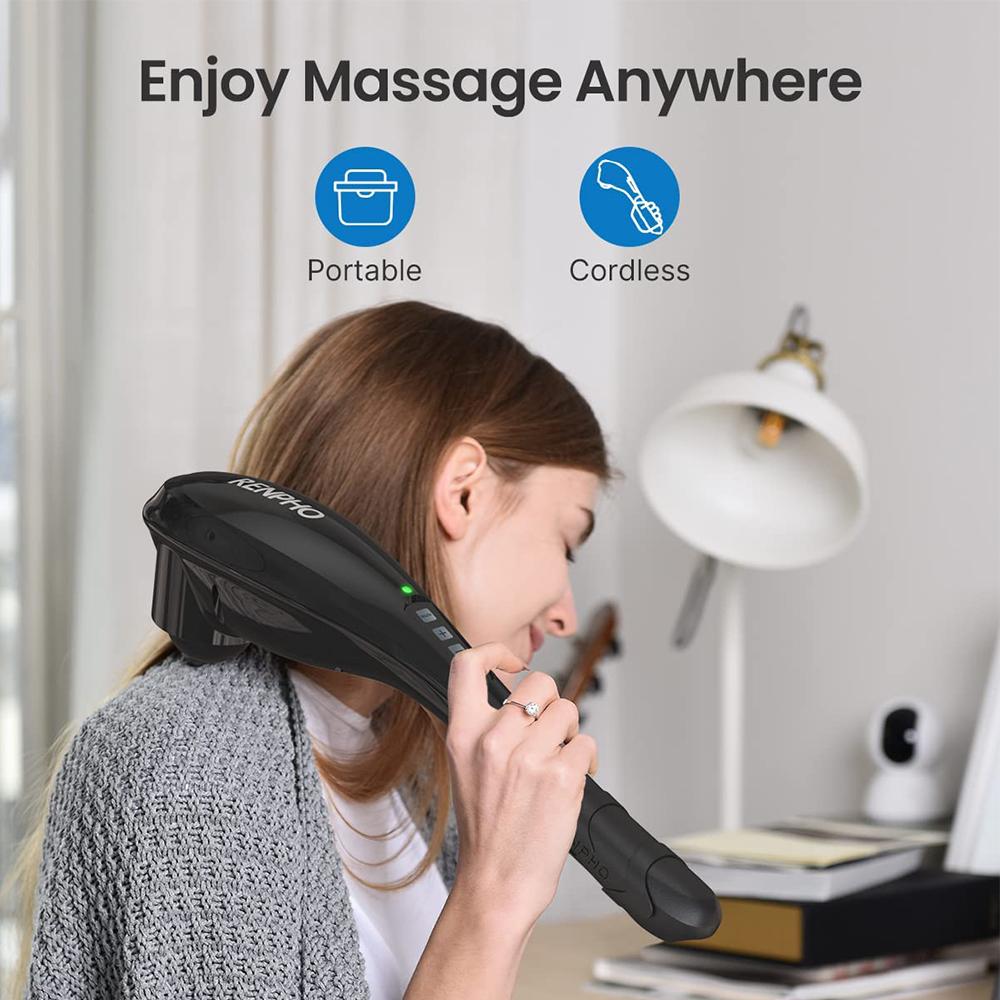 Renpho - Rechargeable Hand Held Deep Tissue Massager - Black