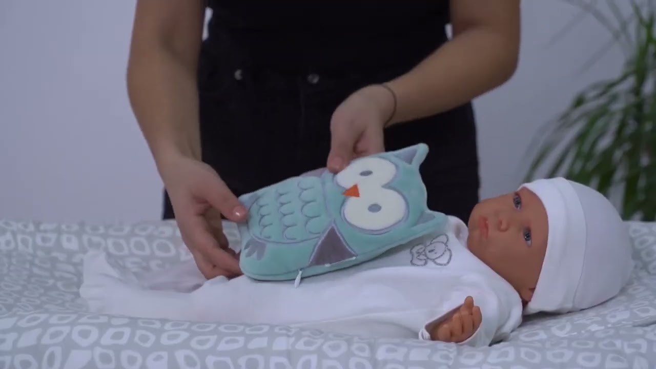 Babyjem - Cherry Seeds Filled Velvet Colic Pillow Owl - Green 