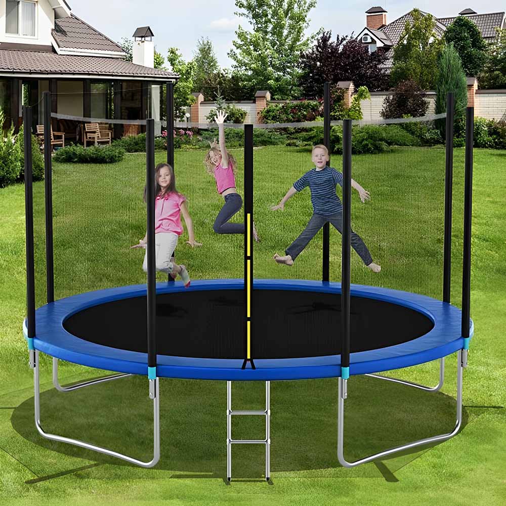Myts - Jump Round Trampoline With Enclosure Net - 14ft - Blue