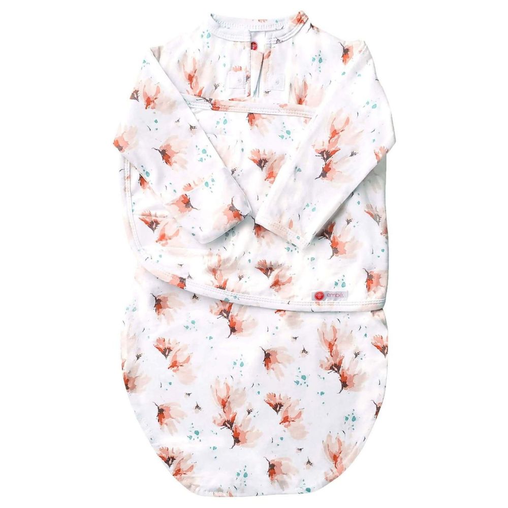 embe babies - Starter Swaddle with Sleeves - Blush Blossom
