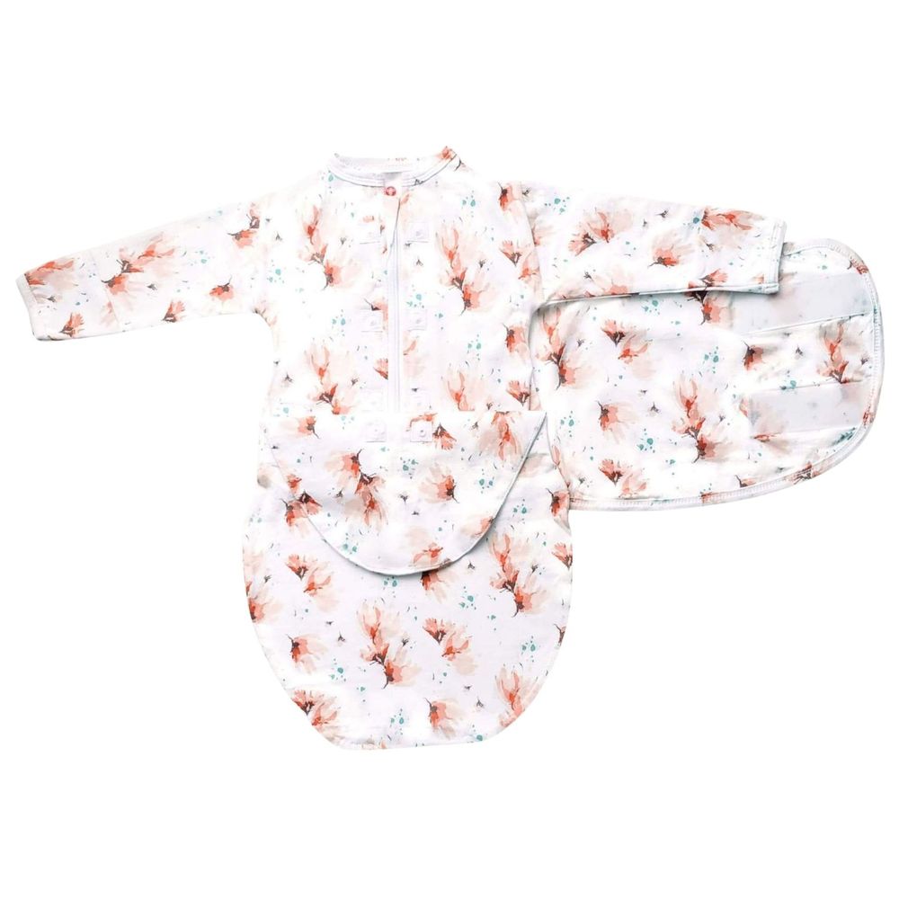 embe babies - Starter Swaddle with Sleeves - Blush Blossom