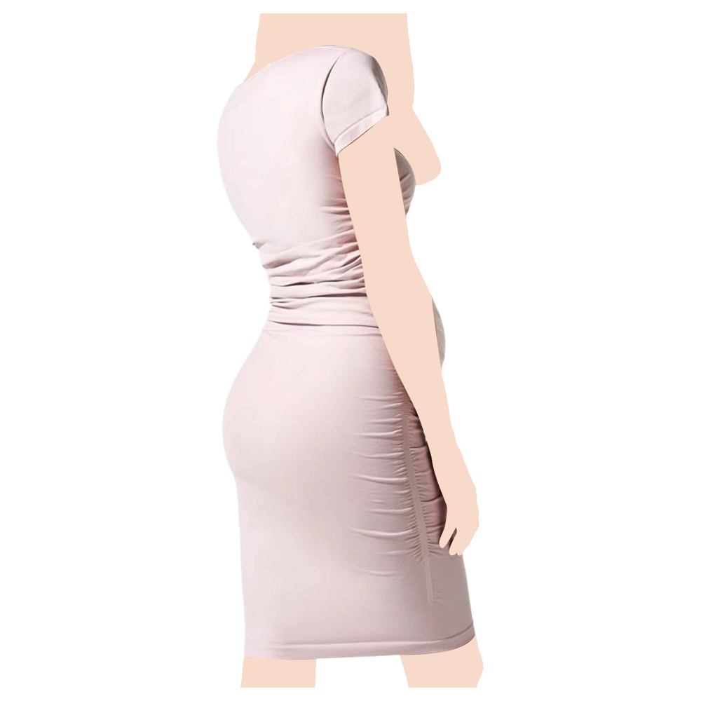 Mums & Bumps - Blanqi Maternity Cap Sleeve Crew Neck Dress - Pink