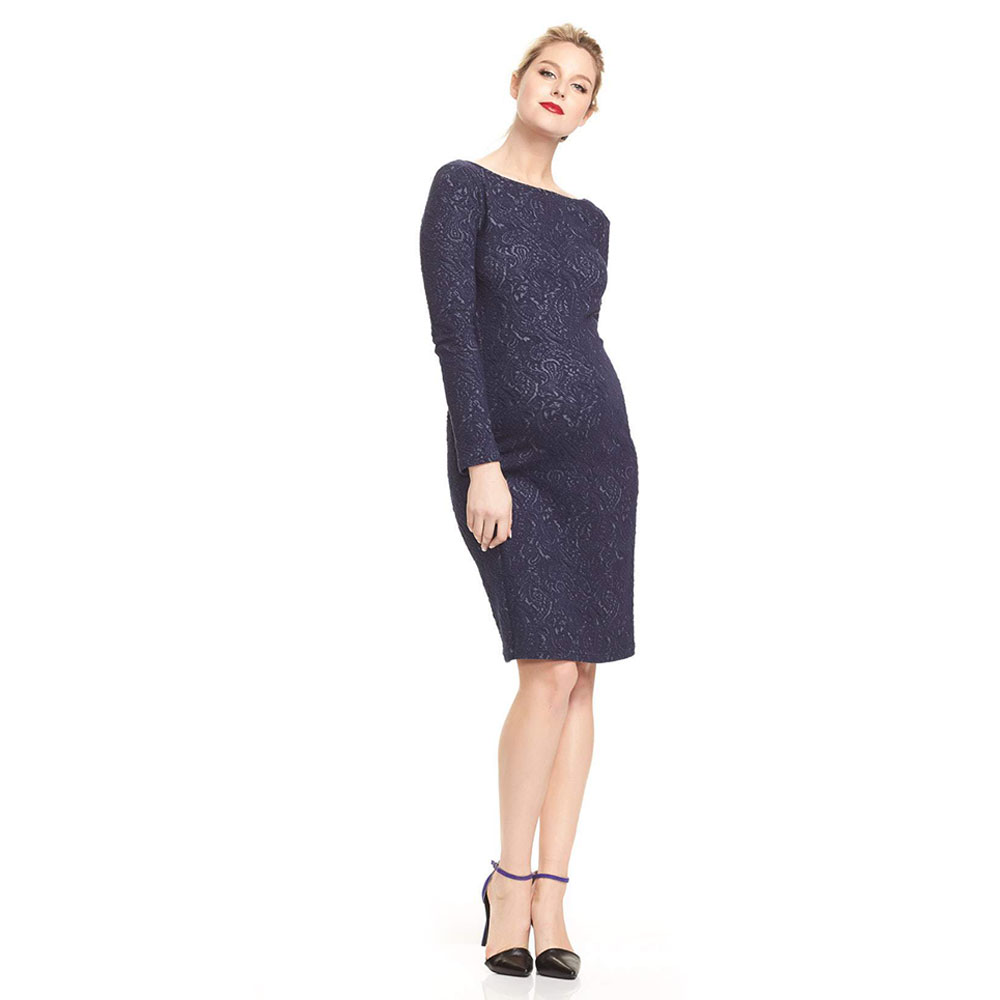 Mums & Bumps -Soon Heidi Midi Maternity Dress - Navy