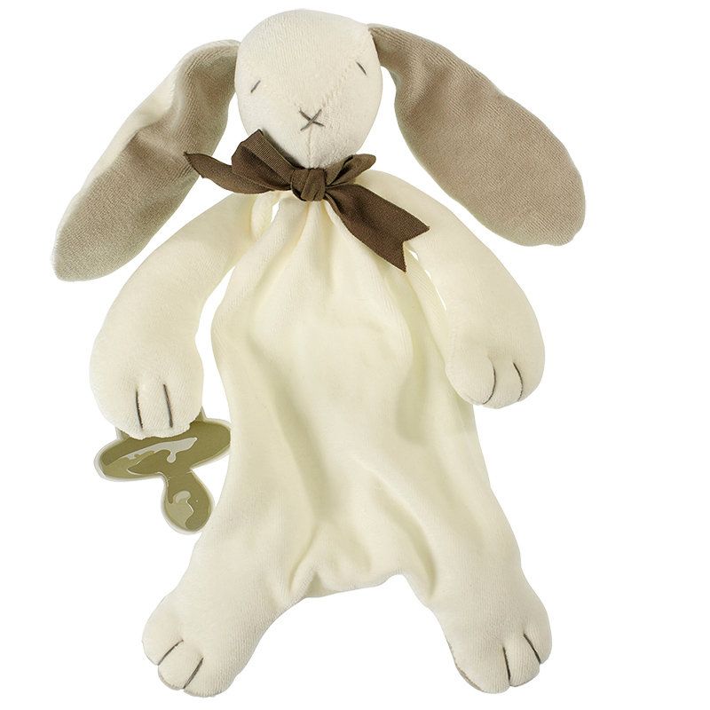 Maud n Lil - Organic Ears the Bunny Soft Comforter in Gift Box - White/Grey