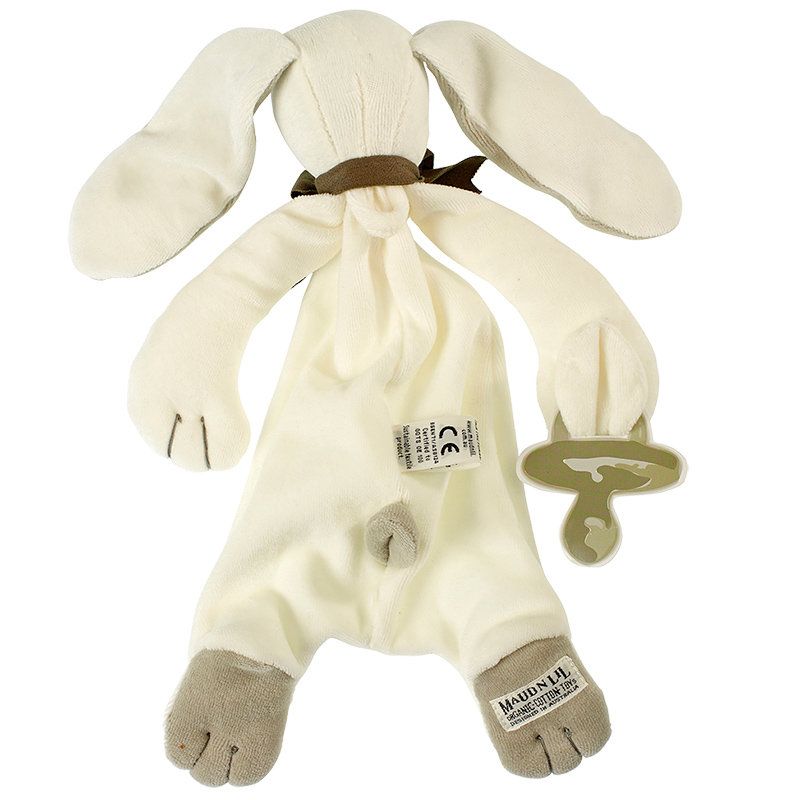 Maud n Lil - Organic Ears the Bunny Soft Comforter in Gift Box - White/Grey
