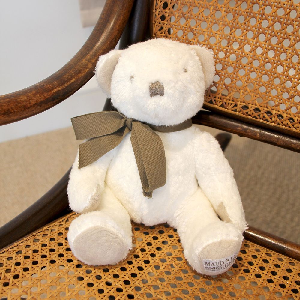 Maud N Lil - Organic Edward Teddy Bear Gift Boxed - White/Grey