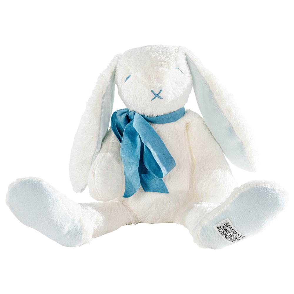 Maud N Lil - Organic Floppy Oscar The Bunny Soft Toy - White/Blue