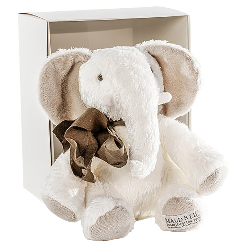 Maud N Lil - Organic Nellie The Elephant Gift Boxed - White/Grey