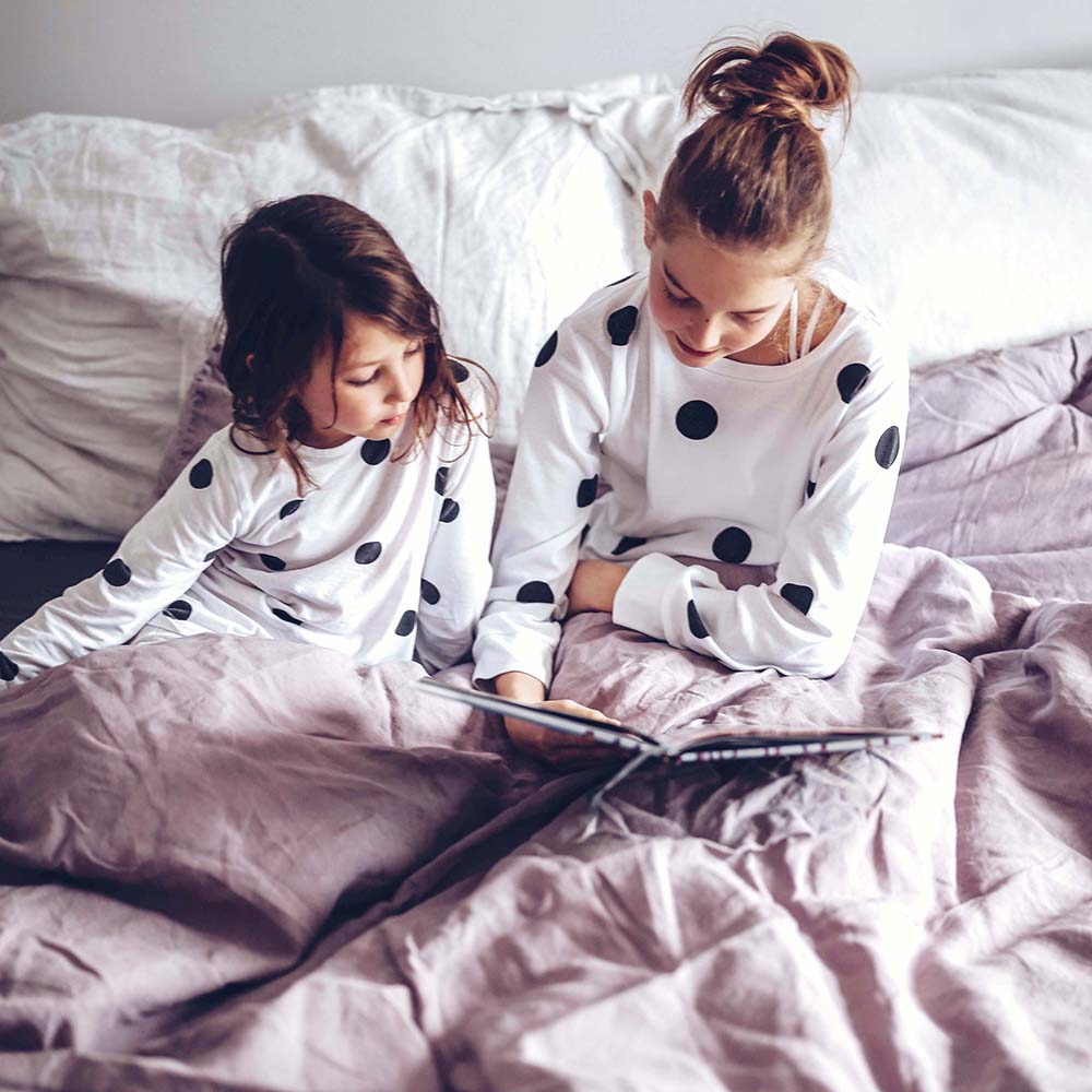 Ooh Noo Organic Pyjamas Kids with Black Dots - White