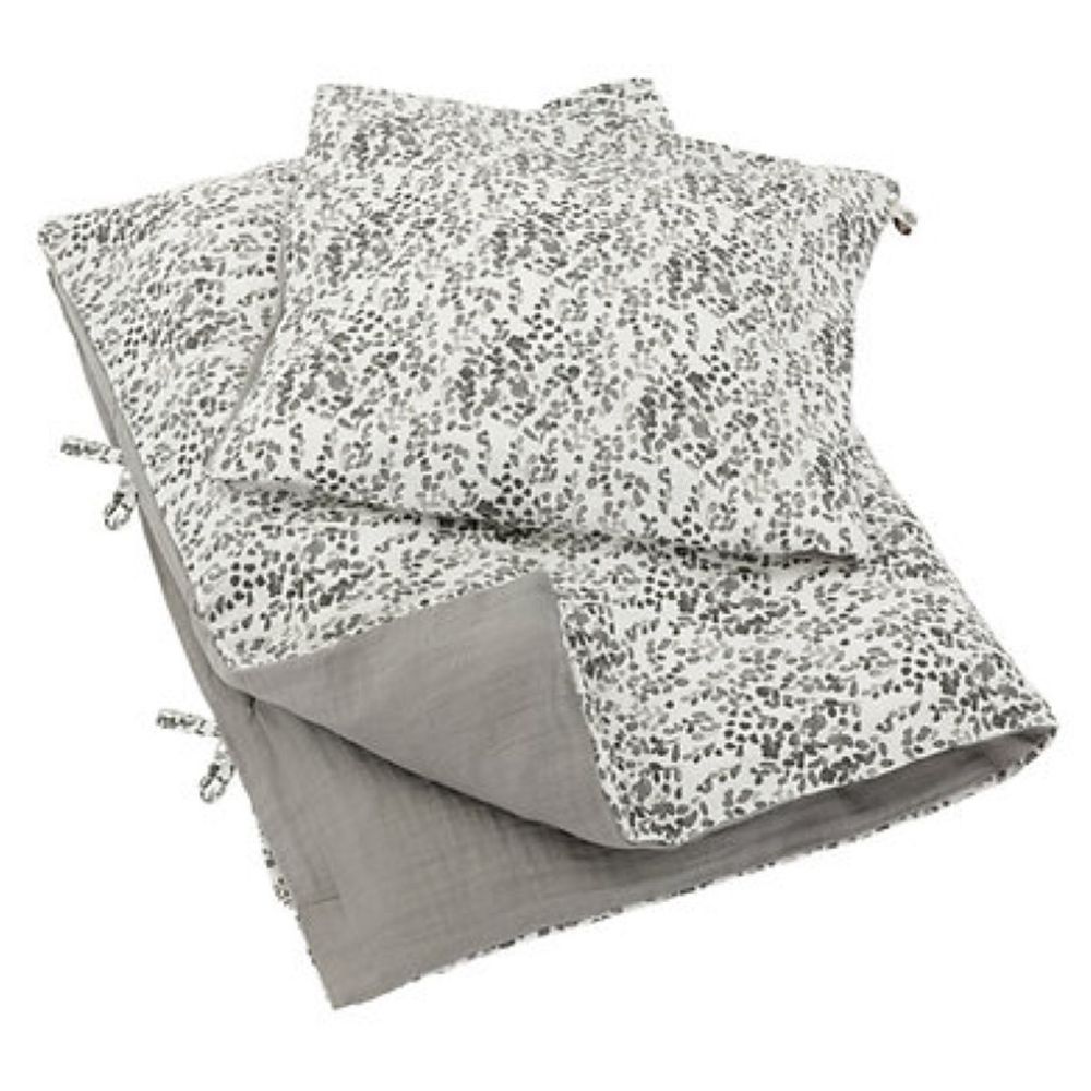 Born Copenhagen - Organic Toddler Duvet/Pillow Cover - Grey Leaf