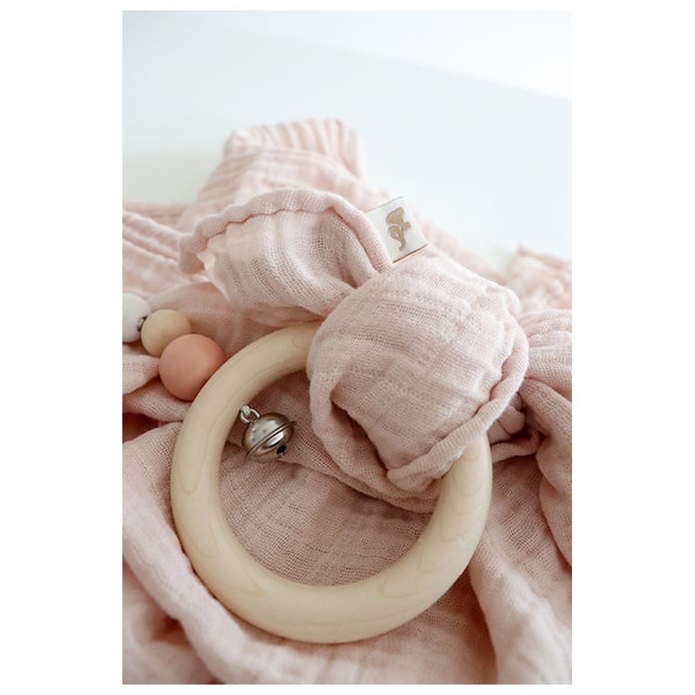 Petit Stellou - Eco Wood Baby Rattle Clip - Blush