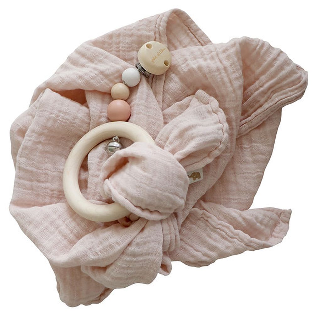 Petit Stellou - Eco Wood Baby Rattle Clip - Blush
