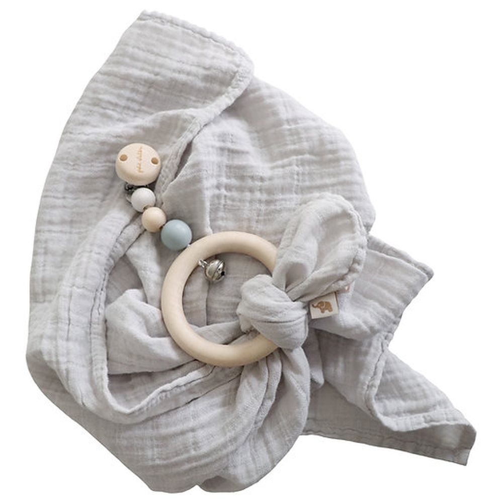 Petit Stellou - Eco Wood Baby Rattle Clip - Elephant