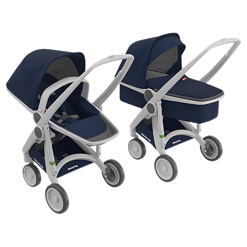 
Greentom - Eco Stroller/Pram 2-in-1 Carrycot + Reversible Seat - Grey/Blue