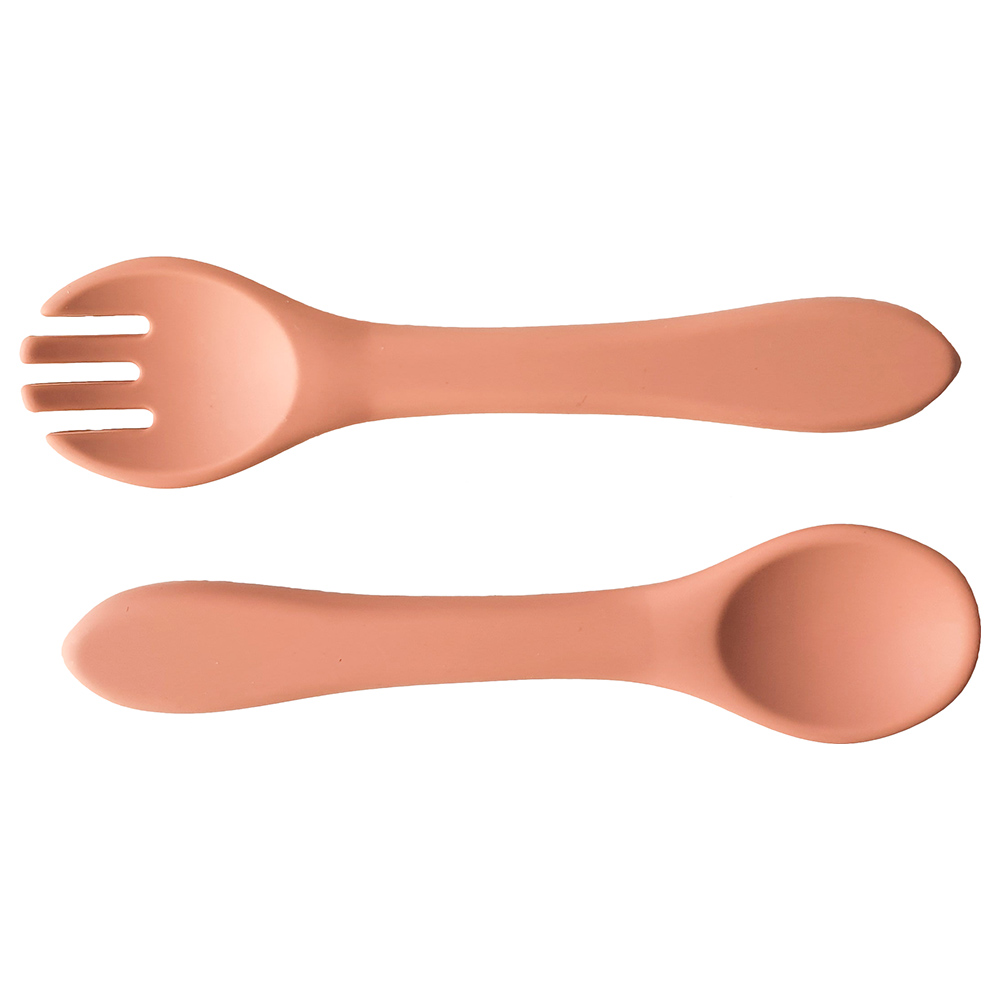 Dove and Dovelet Silicone Fork & Spoon Set - Muted Clay