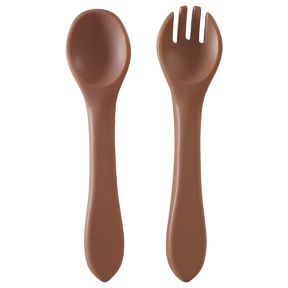 Dove and Dovelet Silicone Fork & Spoon Set - Clay