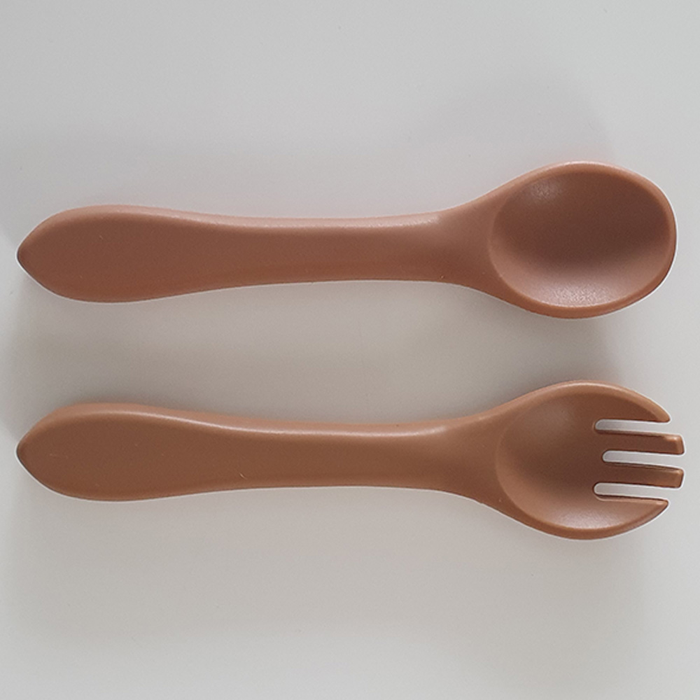 Dove and Dovelet Silicone Fork & Spoon Set - Clay