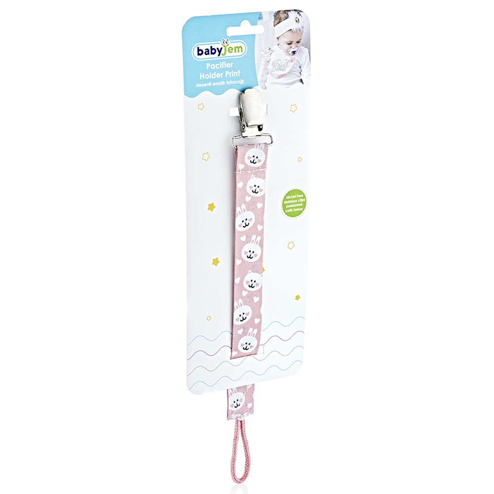 Babyjem - Printed Pacifier Holder - Pink
