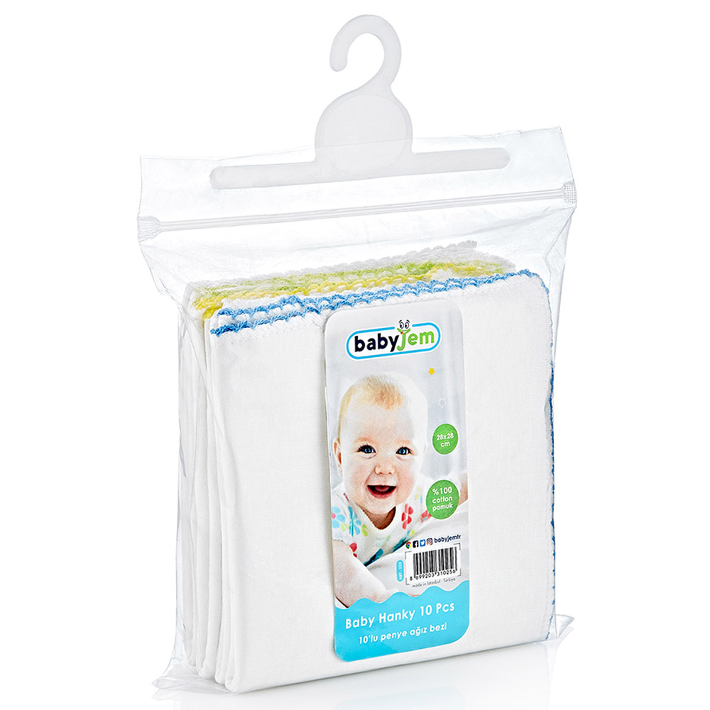 Babyjem - Baby Hanky - 10pcs - 20x20 Cm - White