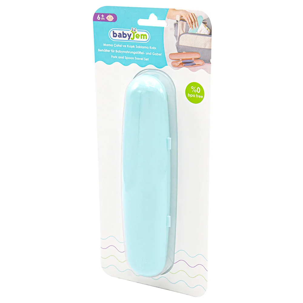 Babyjem Plastic Fork & Spoon Travel Case - Green