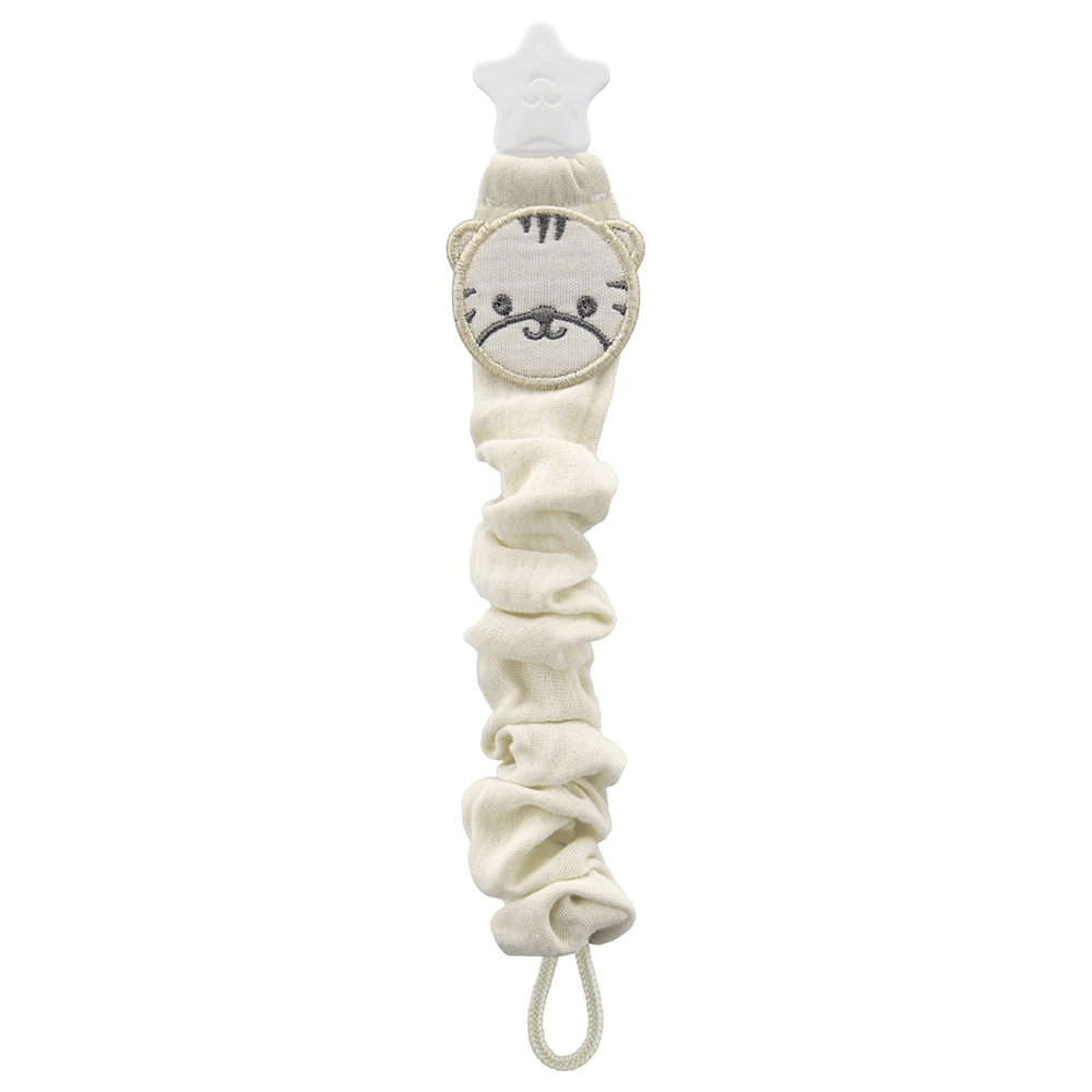 Babyjem - Pacifier Hanger with Raw Silk Material - Cream