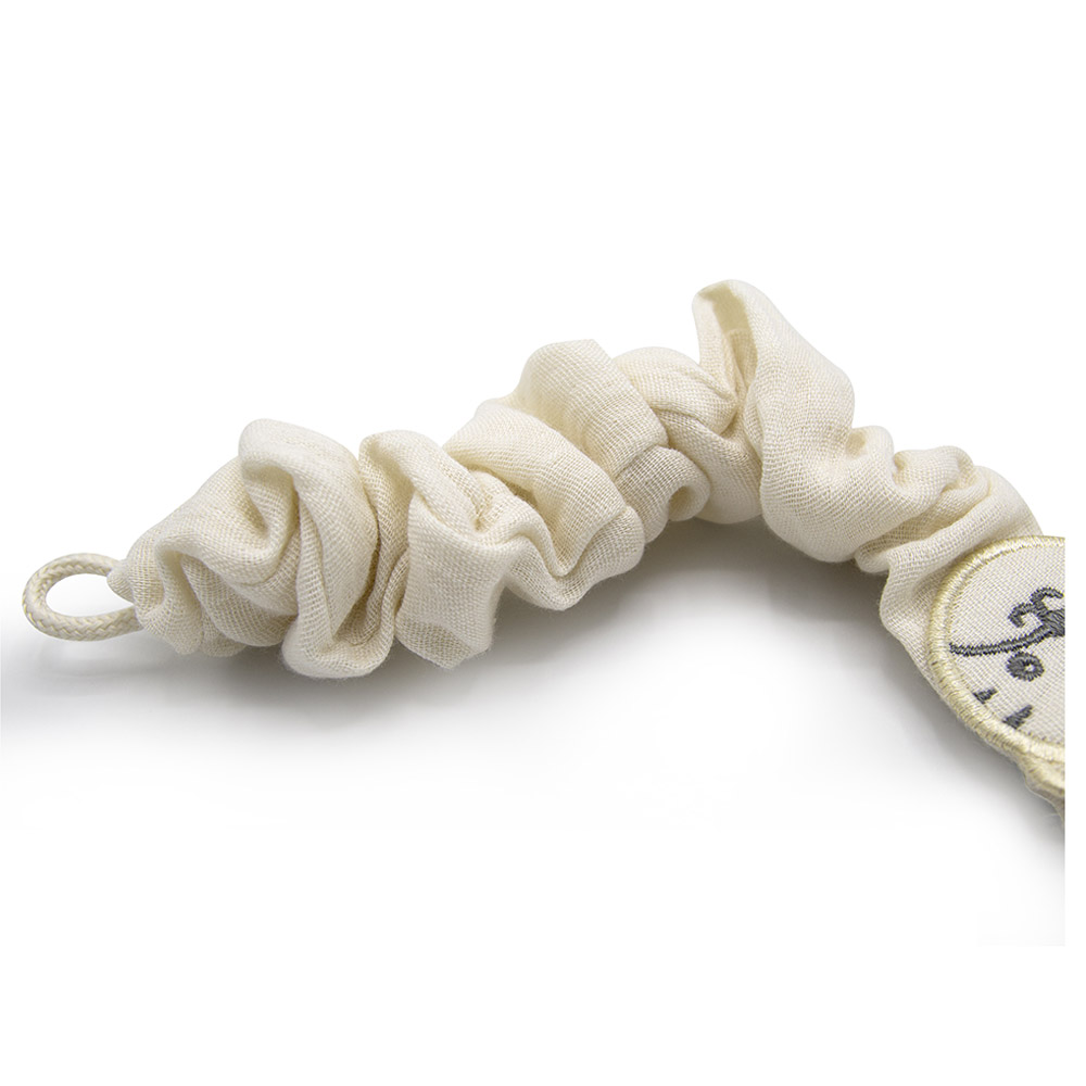 Babyjem - Pacifier Hanger with Raw Silk Material - Cream