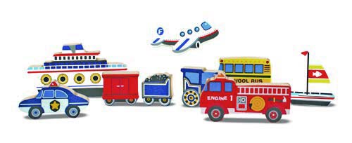 Melissa & Doug Vehicles Chunky Puzzle - Pack Of 8 Wooden Learning Toy