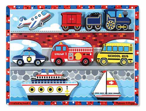 Melissa & Doug Vehicles Chunky Puzzle - Pack Of 8 Wooden Learning Toy